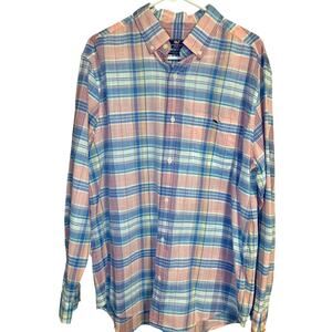 Vineyard Vines Slim Fit Tucker Shirt Long Sleeve Men's Large Blue Pink Check